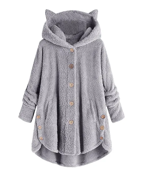 Casaco feminino longo com capuz