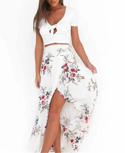 Saia longa com fenda estampada - imagem 5