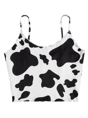 Blusa cropped estampa de vaca