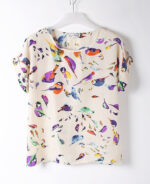 Blusa feminina estampa de pássaros
