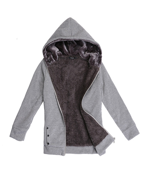 Casaco feminino forrado com capuz