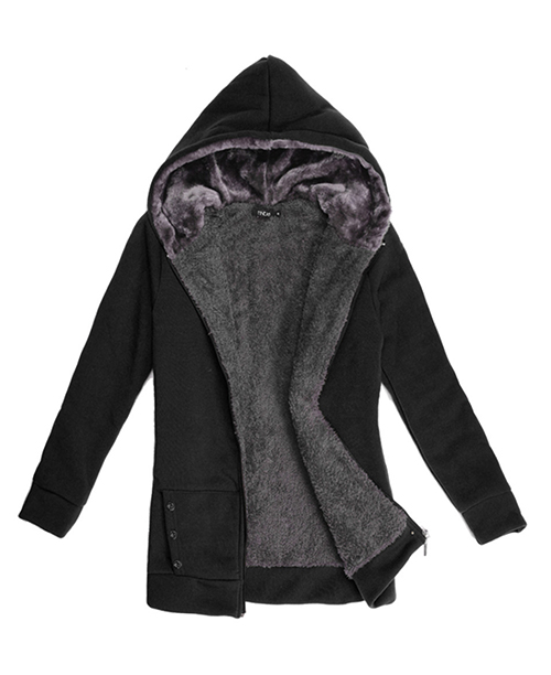 Casaco feminino forrado com capuz
