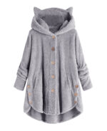 Casaco feminino longo com capuz