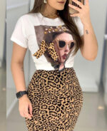 Conjunto saia longa e blusa estampada