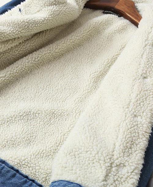 Jaqueta jeans feminina forrada com lã