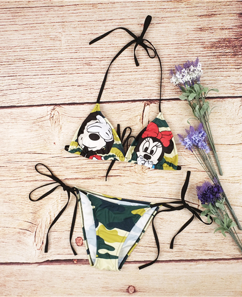 Biquini cortininha estampa do Mickey Mouse