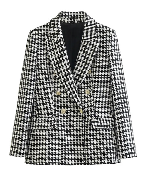 Blazer feminino xadrez preto e branco │Chic Princess