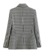 Blazer feminino xadrez preto e branco