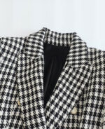 Blazer feminino xadrez preto e branco