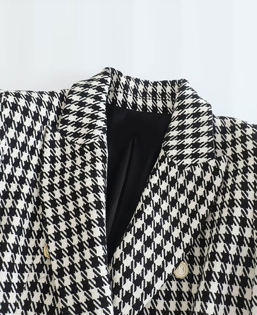 Blazer feminino xadrez preto e branco │Chic Princess