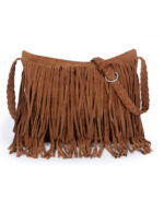 Bolsa de ombro feminina com franjas