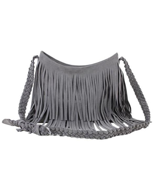 Bolsa de ombro feminina com franjas