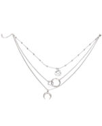 Colar triplo feminino Lua e planeta Terra