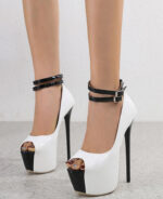 Sapato Peep Toe branco salto fino