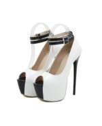 Sapato Peep Toe branco salto fino