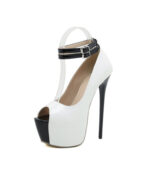 Sapato Peep Toe branco salto fino