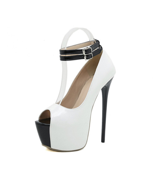 Sapato Peep Toe branco salto fino
