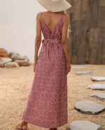 Vestido longo casual com fenda lateral