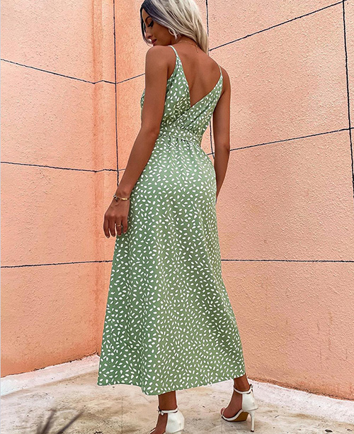 Vestido longo casual com fenda lateral