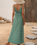 Vestido longo casual com fenda lateral