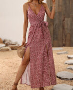Vestido longo casual com fenda lateral
