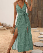 Vestido longo casual com fenda lateral
