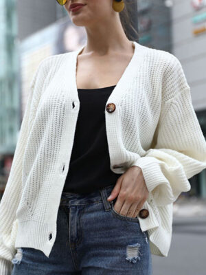 Cardigan feminino de tricô grosso