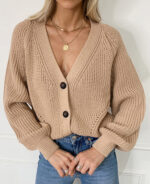 Cardigan feminino de tricô grosso