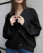 Cardigan feminino de tricô grosso