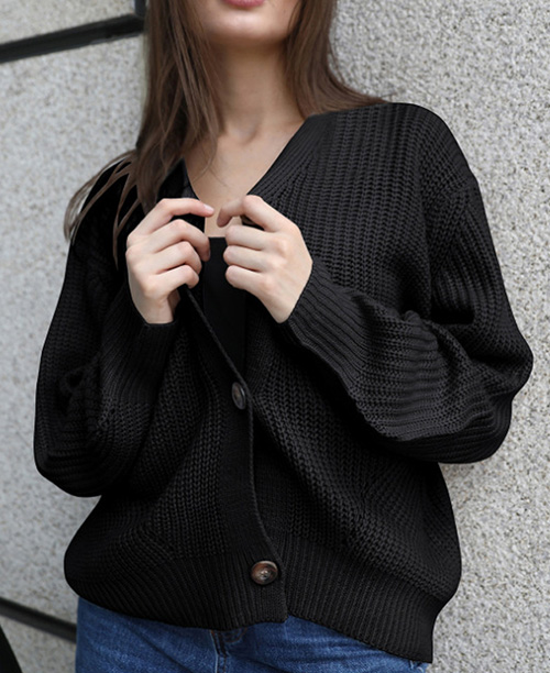 Cardigan feminino de tricô grosso