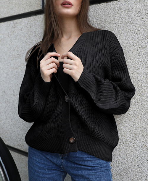 Cardigan feminino de tricô grosso