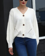 Cardigan feminino de tricô grosso