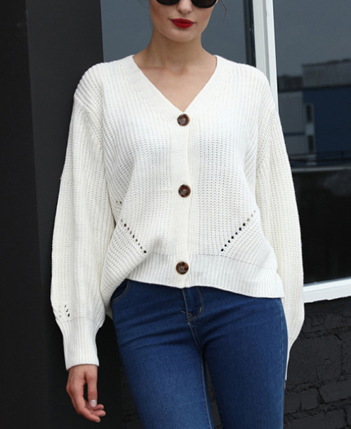 Cardigan feminino de tricô grosso