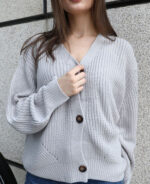 Cardigan feminino de tricô grosso