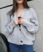 Cardigan feminino de tricô grosso