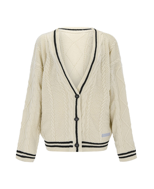 Cardigan feminino de tricot grosso bege
