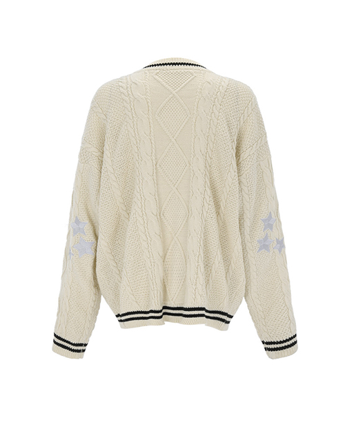 Cardigan feminino de tricot grosso bege