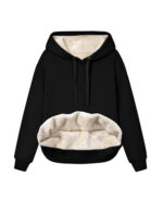 Moletom feminino fechado forrado com capuz