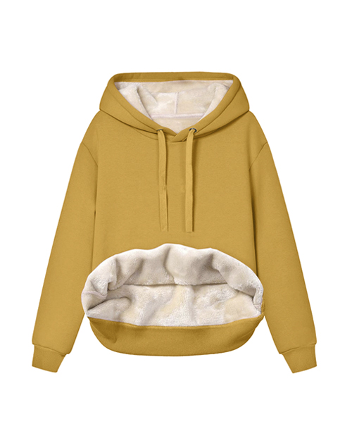 Moletom feminino fechado forrado com capuz