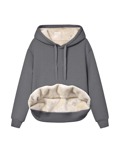 Moletom feminino fechado forrado com capuz