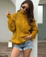 Suéter feminino tricot gola alta