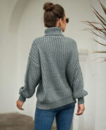 Suéter feminino tricot gola alta