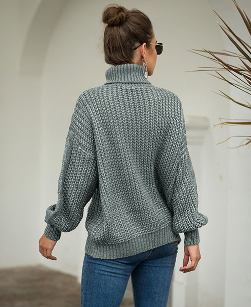 Suéter feminino tricot gola alta