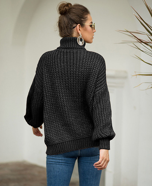 Suéter feminino tricot gola alta