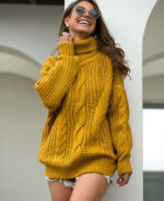 Suéter feminino tricot gola alta