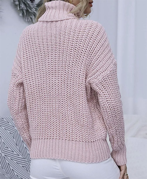 Suéter feminino tricot gola alta