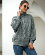 Suéter feminino tricot gola alta