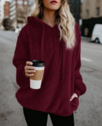 Casaco feminino de inverno com lã sintética