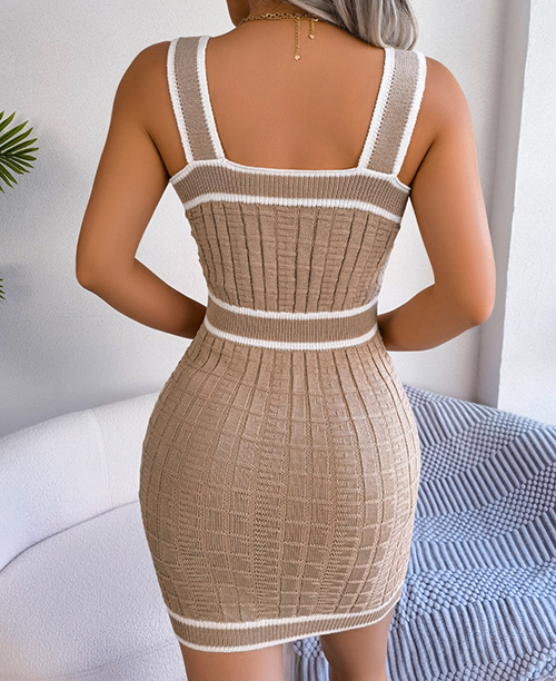 Vestido curto de tricot duas cores