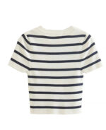 Blusa cropped feminina listrada preto e branco